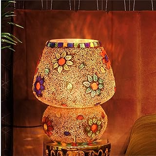 Pure Source India Mosaic Style Dome Shaped Glass Table Lamp (Multicolour) 7INCH