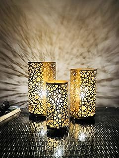 Go Hooked Bulb Base B-22 Stylish Decorative Bedside Table Lamps for Home Decor, Bedroom, Living Room, Romantic Reading Room (Golden), Set of 3