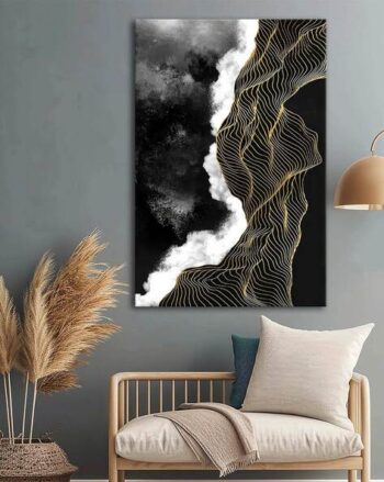 Golden Lines Framed Canvas Wall Art Painting