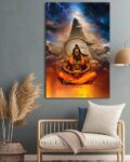 Hanuman Meditative Framed Canvas Wall Art Painting