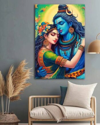 Shiva and Parvati Canvas Wall Art Painting
