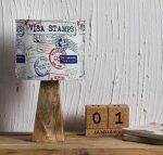 Kavi The Poetry-Art Project Wanderlust Wooden Square Base Shade Lamp, Multicolour