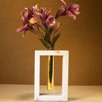Metallic Golden Vase in Hammered Finish