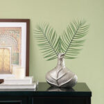 Luxurious Unique Finish Vine Metal Silver Vase without Flower | 5 x 4 x 13 inches