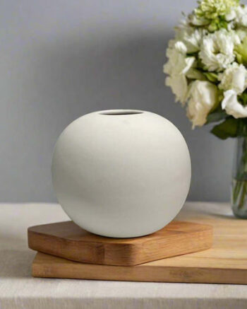 Eloise Matte White Rounded Vase | 6 x 6 inches