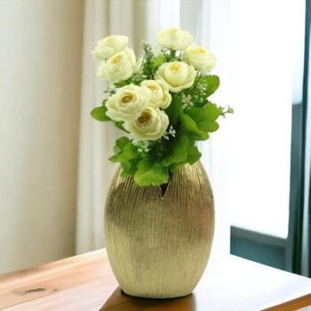Luxury Gold Oval Flower Vase without Flower | 6 x 4 x 8 inches