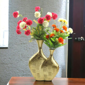 Premium Gold Two-Joint Flower Vase without Flower | 10 x 3 x 12 inches