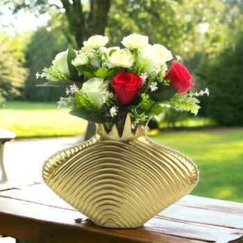 Unique Gold Triangular Flower Vase without Flower | 12 x 4 x 9 inches