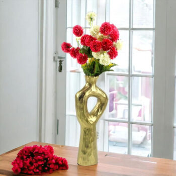 Premium Gold Handcrafted Flower Vase without Flower | 6 x 3 x 14 inches