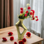 Classic Gold Lined Flower Vase without Flower | 7 x 4 x 13 inches