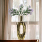 Elegant Gold Oval-Shaped Flower Vase without Flower | 5 x 3 x 14 inches
