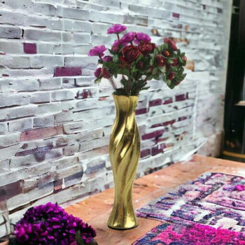 Premium Gold Pillar-Shaped Flower Vase without Flower | 4 x 3 x 14 inches