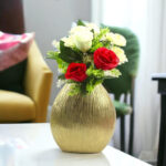 Timeless Gold Oval Flower Vase without Flower | 8 x 4 x 10 inches