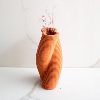 Terracotta Brown and Twisted Flower Vase