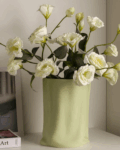Hand Pinched Textured Paper Bag-Cheese Matcha Vase | 8 x 5 x 10 inches | Plant  not included