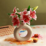 Exotic Tropical Leaf Ceramic Vase Without Flower | Set of 2 | 2 x 5 inches