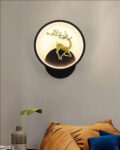 Round Led Deer Wall Light - Black