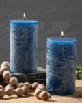Set of 2 Pineapple Scented Rustic Pillar Candles