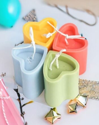 Set of 4 Tall Scented Heart Candles