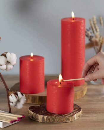 Red Wine Scented Set of 3 Red Pillar Candles