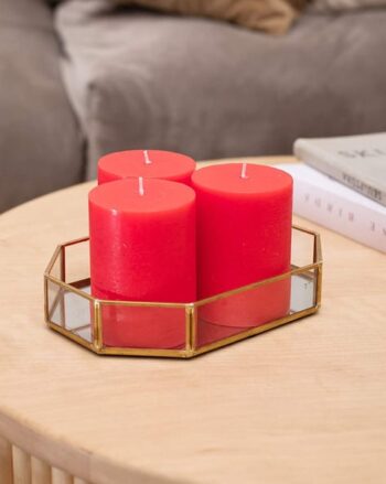 Set of 3 Rose Fragrance Pillar Candles