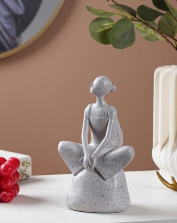 Sitting Girl in Stone Polyresin Showpiece