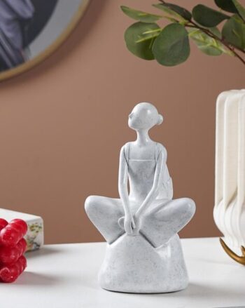 Sitting Girl in Stone Showpiece