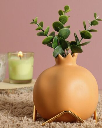 Brass Fern Sculpture with Marble Base
