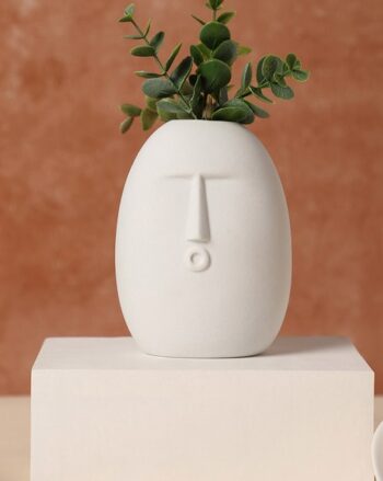 Abstract Face Pattern Ceramic Vase