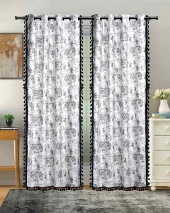 Set of 2 Floral Print Window Curtains