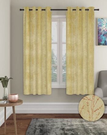 Set of 2 Leaf Printed Window Curtains