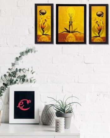 Set of 3 Abstract Pattern Matt Textured UV Art Painting