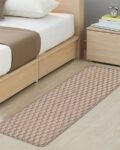Beige Geometric Cotton  Bedside Runner