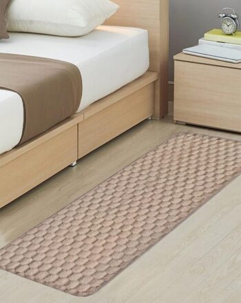 Beige Geometric Cotton  Bedside Runner