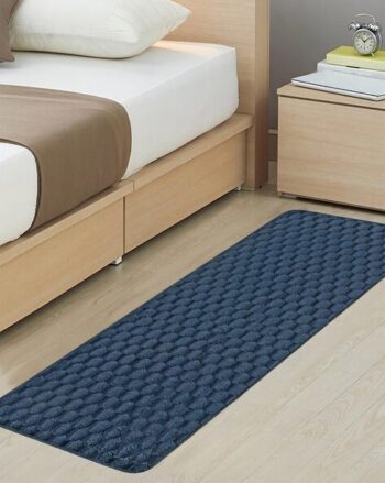 Blue Geometric Cotton Bedside Runner