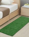 Green Solid Polyester Bedside Runner