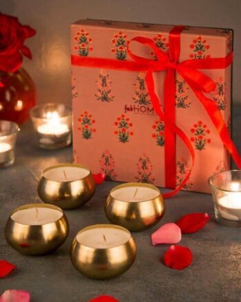 Set of 4 Round Metal Candles