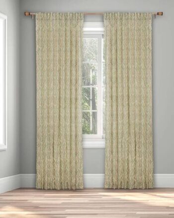 Green Cotton Hand Block Printed Paro Curtain