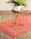 Leaf Print Handmade Cotton Rug 3'x 5.4'