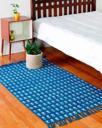 Floral Print Handmade Cotton Rug 3'x 5'