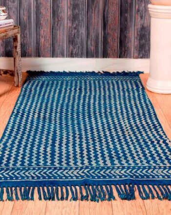 Waves Print Handmade Cotton Rug 3'x 5'