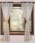 Set of 2 Striped Sheer Curtains