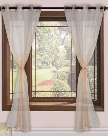 Set of 2 Striped Sheer Curtains