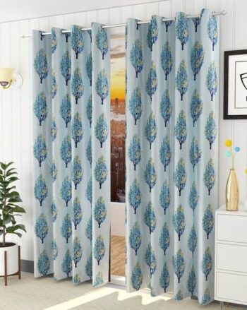 Set of 2 Leaf Print Window Curtains