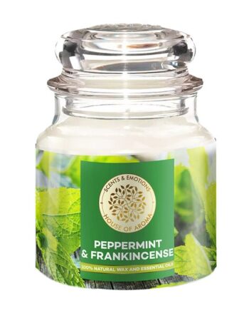 Peppermint & Frankincense Scented Candle for Aromatherapy
