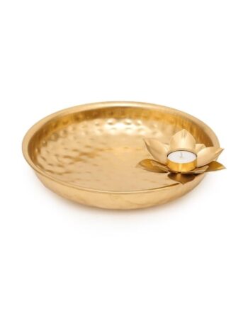 Gold-Plated Floral Shape T-Light Holder