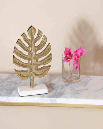 Leaf Sculpture with Marble Base