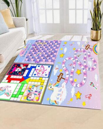 3 in 1 Games Printed Circus Reversible Rug 4' x 4'