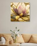 Lotus Print Wooden Canvas Painting 24" x 24"