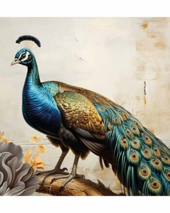 Peacock Print Canvas Painting 24" x 24"
